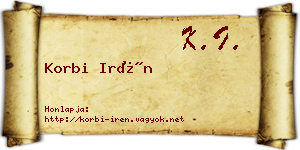 Korbi Irén névjegykártya